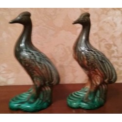  2 статуэтки, Дрофа птица,  СССР керамика  майолика